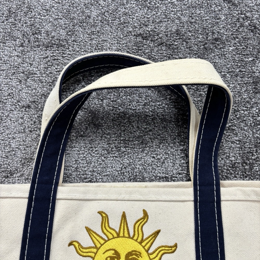 Vintage L.L.Bean Boat And Tote Bag Medium White Blue USA Made El Mirador Sun - Picture 3 of 11